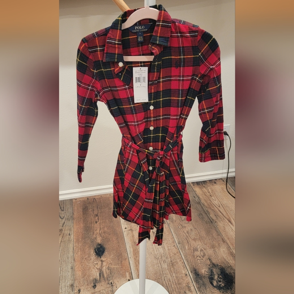 NWT Ralph Lauren Girls Flannel Plaid Shirt Dress